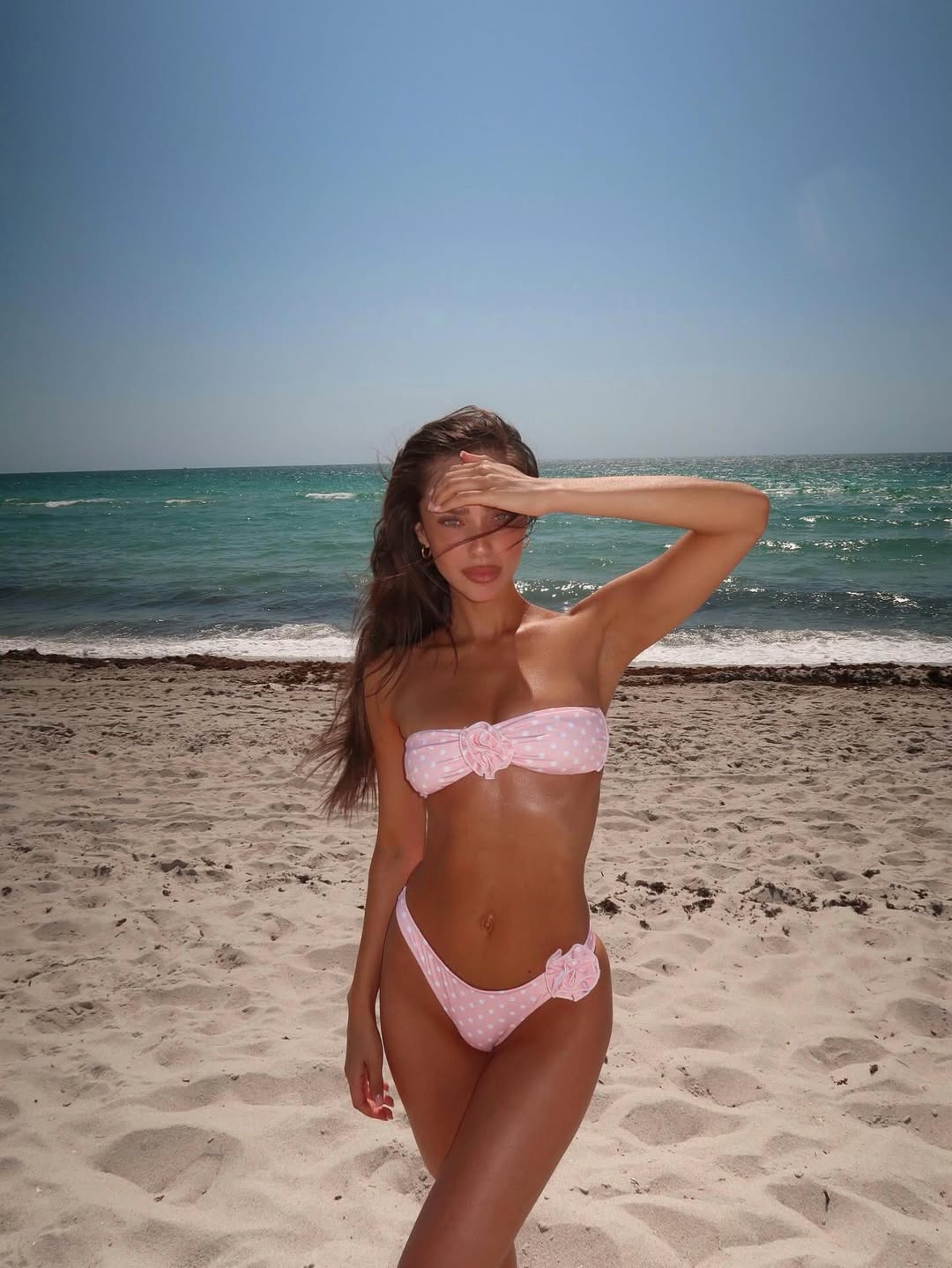 LENA PINK – RUCHED BANDEAU BIKINI