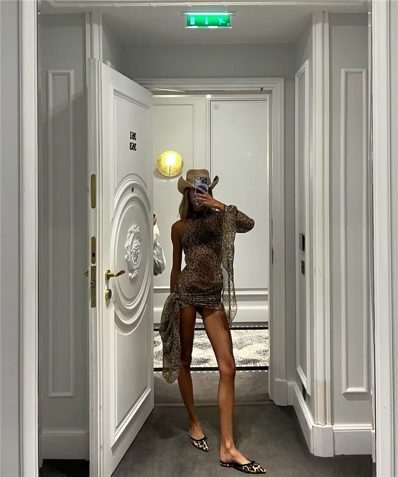 JULISSA – ONE SHOULDER LEOPARD DRESS