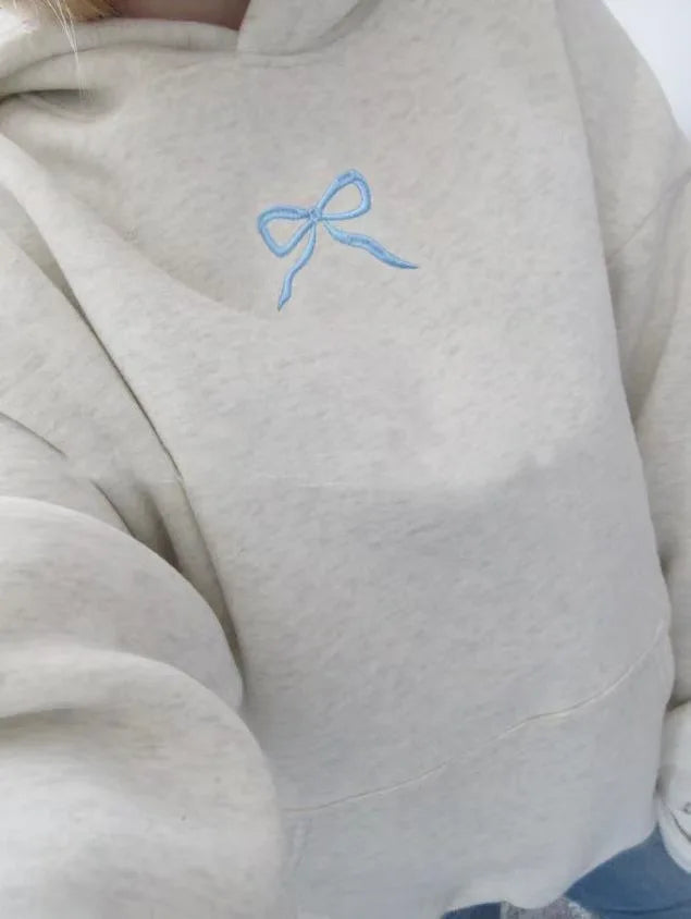 ATELIER BOW EMBROIDERED OVESIZED HOODY