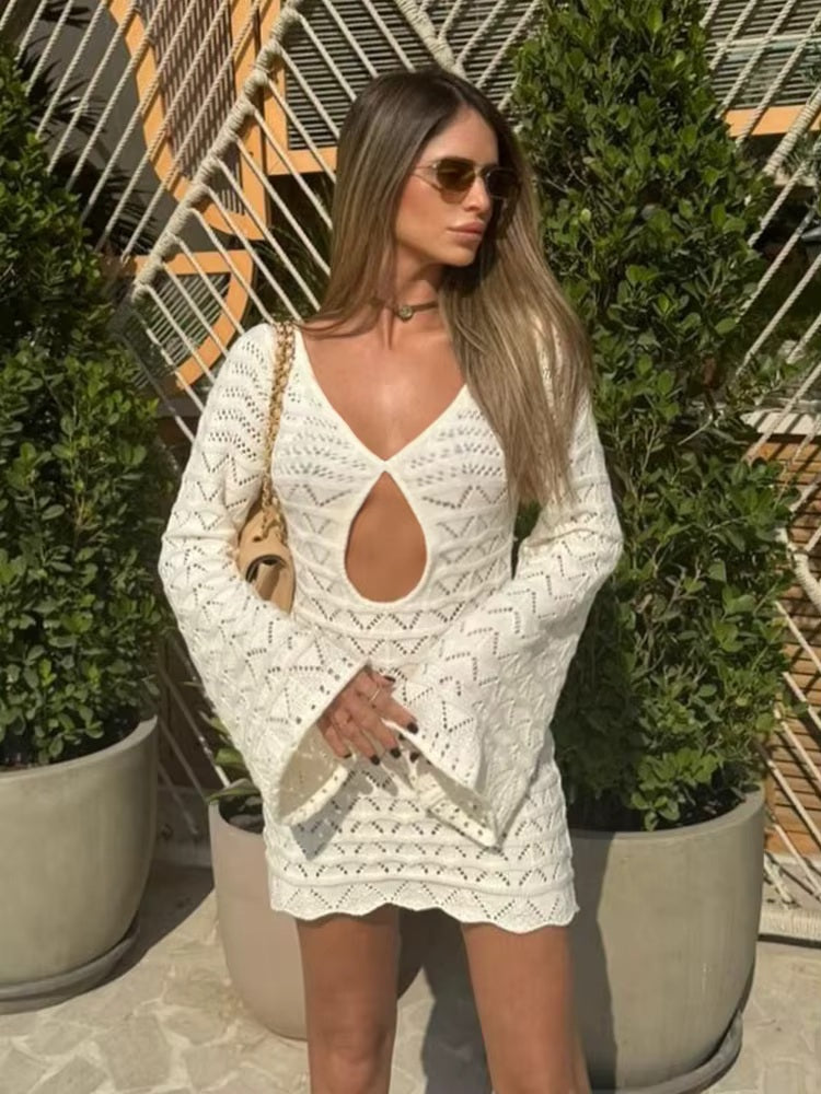 Avery - Apricot Wave Cut Out Dress