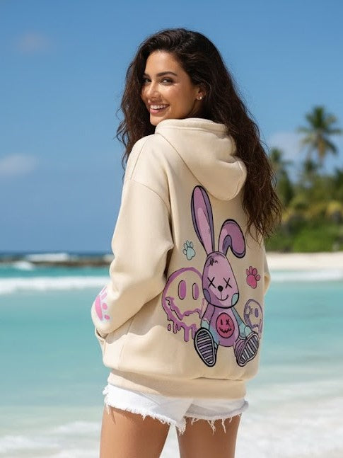 SABRINA FUNNY BUNNY OVERSIZED HOODIE - APRICOT